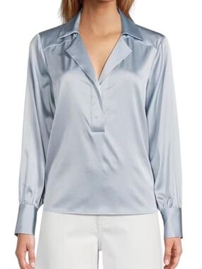 ANTONIO MELANI Light Blue Satin Long-Sleeve Blouse